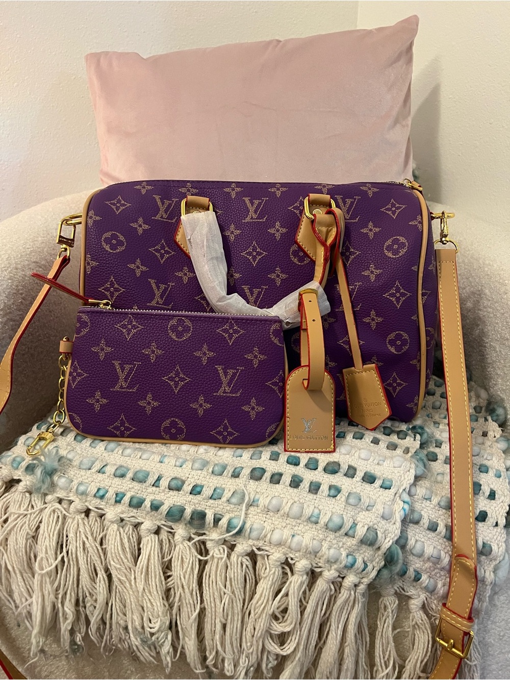 Purple Monogram Canvas Crossbody Bag